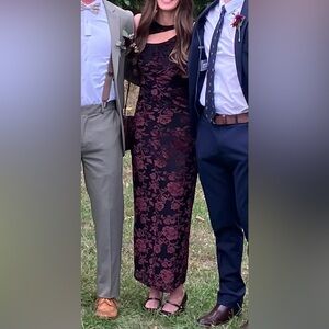 Thirty Thirty LA Black and Magenta Floral Maxi Dress